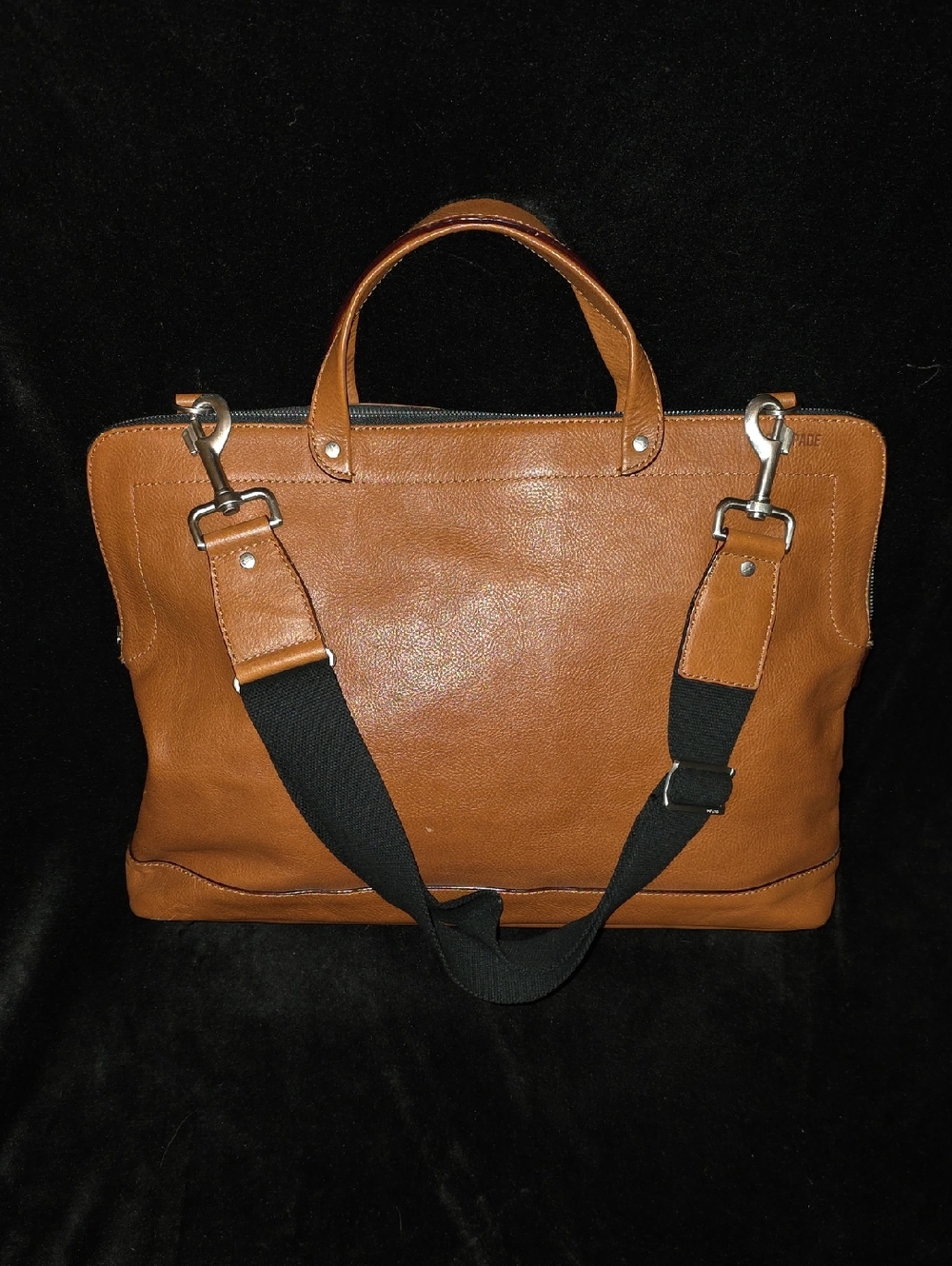 Jack Spade Leather Briefcase Tote - Tan Carryall with Removable Strap